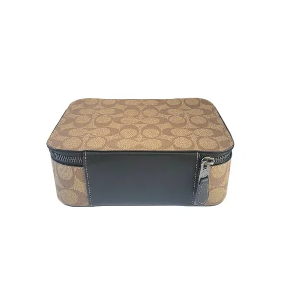 Coach CE700 Tech Organizer Signature Colorblock Khaki Black Travel Zip Case - Picture 3 of 6